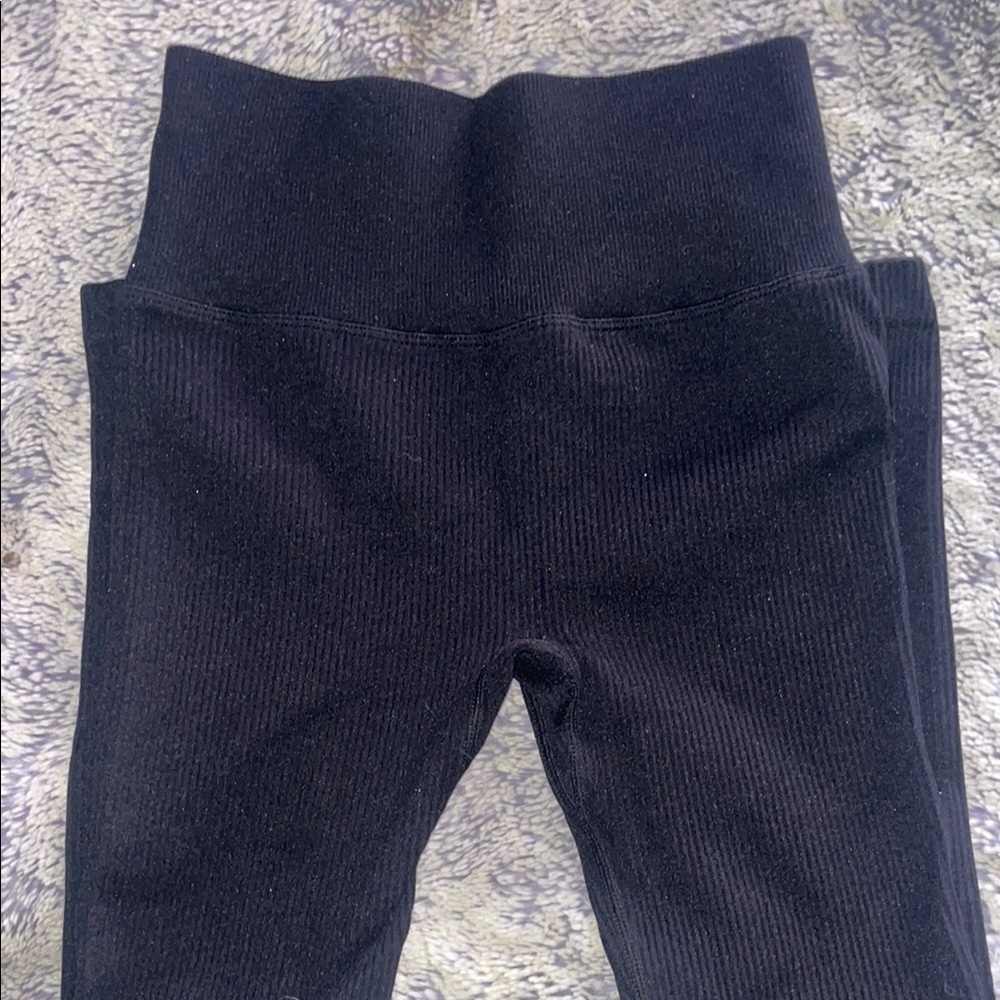 Black Ribbed Leggings Small